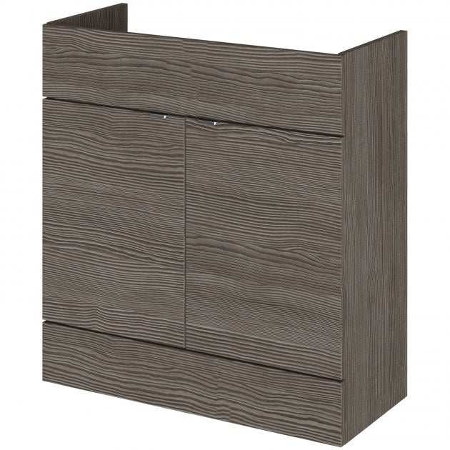 Hudson Reed Fusion modern 800mm bathroom vanity unit in brown grey Avola finish with soft close doors and handleless design