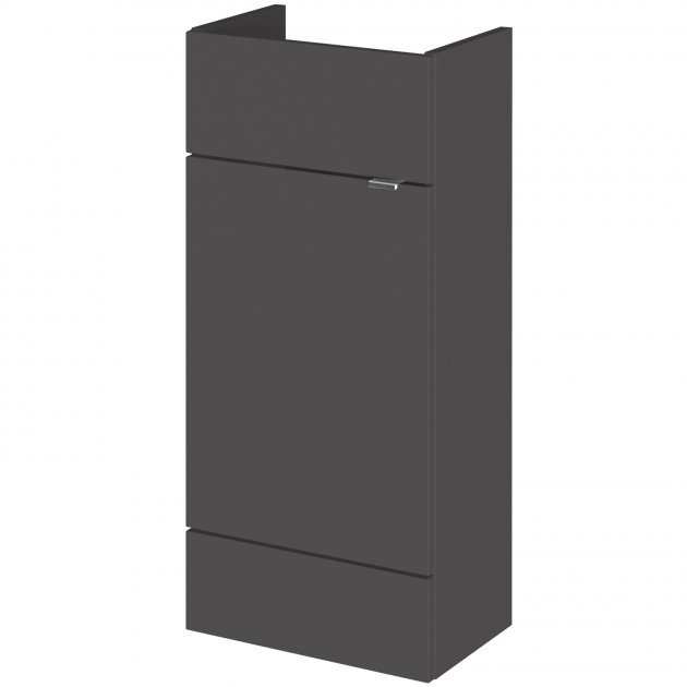Hudson Reed Fusion modern 400mm wide gloss grey bathroom vanity unit with soft-close doors