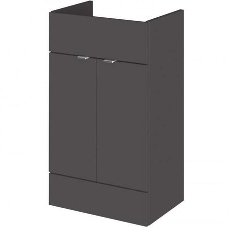 Hudson Reed Fusion modern 500mm wide gloss grey bathroom vanity unit with storage and sleek design
