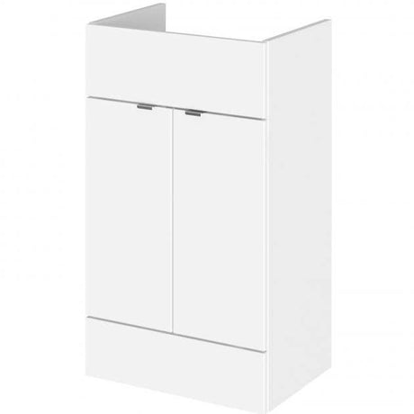 Hudson Reed Fusion modern 500mm wide gloss white vanity unit with double door storage and soft close feature