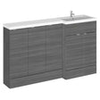 Hudson Reed Fusion RH 5-Doors bathroom combination unit in brown grey Avola with 300mm base units and integrated sink.