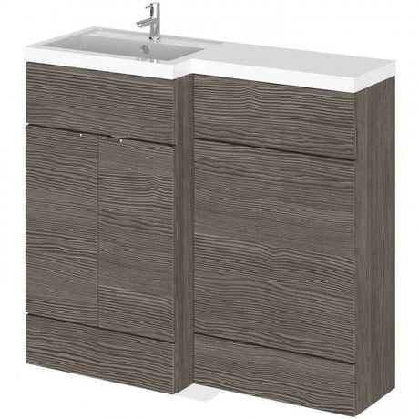 Hudson Reed Fusion LH 2-doors combination bathroom unit with basin and WC in brown grey Avola finish