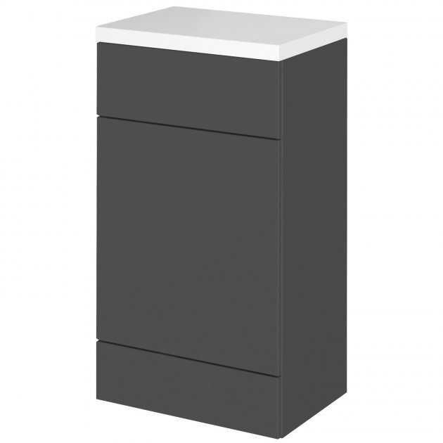 Hudson Reed Fusion Modern WC Unit in gloss grey with 500mm polymarble worktop for contemporary bathrooms
