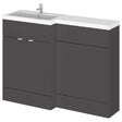 Hudson Reed Fusion gloss grey modern 1200mm wide left-hand WC combination unit with sink and storage cabinet