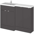 Hudson Reed Fusion modern 1200mm wide gloss grey left-hand bathroom base unit with sink and storage