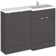 Hudson Reed Fusion modern gloss grey 1200mm wide bathroom base unit with sink and right-hand combination storage.