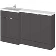 Hudson Reed Fusion modern gloss grey LH combination bathroom unit with three 300mm base cabinets and integrated sink