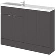 Hudson Reed Fusion modern compact bathroom combination unit with gloss grey finish and integrated sink