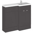 Hudson Reed Fusion modern 1000mm wide gloss grey WC unit with right-hand sink and storage cabinets