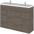 Hudson Reed Fusion 4-door floor standing vanity unit with double basin in Brown Grey Avola finish