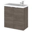 Hudson Reed Fusion 2-door wall hung vanity unit with compact 500mm basin in brown grey Avola finish