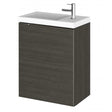 Hudson Reed Fusion 1-door wall hung vanity unit with compact basin in Hacienda Black, 400mm wide, modern bathroom storage solution