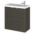 Hudson Reed Fusion 2-door wall hung vanity unit with compact basin in hacienda black, 500mm wide