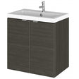 Hudson Reed Fusion 2-door wall hung vanity unit with polymarble basin in hacienda black finish