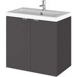 Hudson Reed Fusion wall hung bathroom vanity unit with gloss grey finish and ceramic basin
