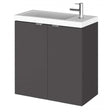 Hudson Reed Fusion 2-door wall hung vanity unit with compact 500mm gloss grey basin