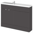 Hudson Reed Fusion Modern 600mm gloss grey compact WC unit with integrated basin and storage