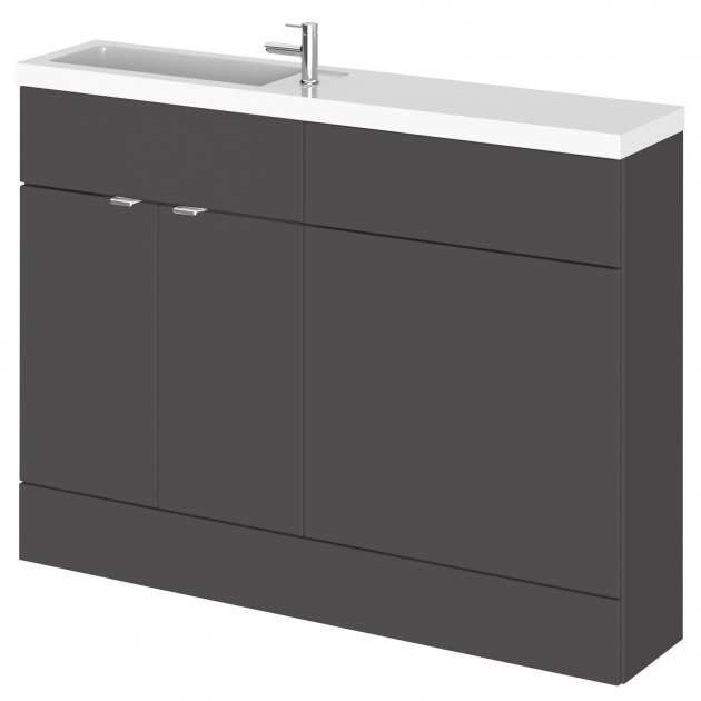 Hudson Reed Fusion Modern 600mm gloss grey compact WC unit with integrated basin and storage