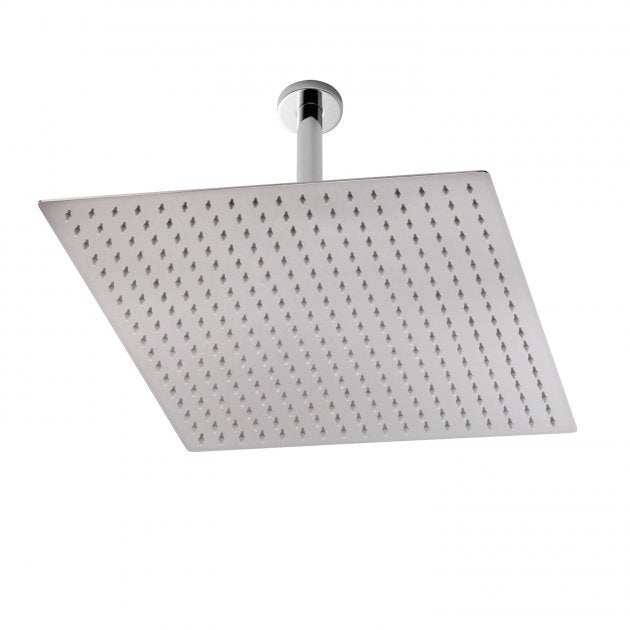 Hudson Reed Square Fixed Head stainless steel ceiling shower arm with chrome finish and square rain shower head