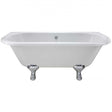 Hudson Reed Kenton back to wall double ended freestanding bath with chrome corbel legs in white, 1700mm x 750mm.