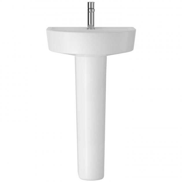 Hudson Reed Marlow 1 Tap Hole  Basin and Full Pedestal 425mm Wide - Wh