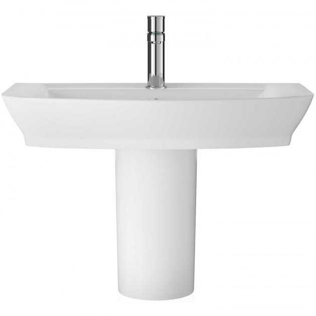 Hudson Reed Maya  1 Tap Hole Basin with Semi Pedestal 850mm Wide - Whi