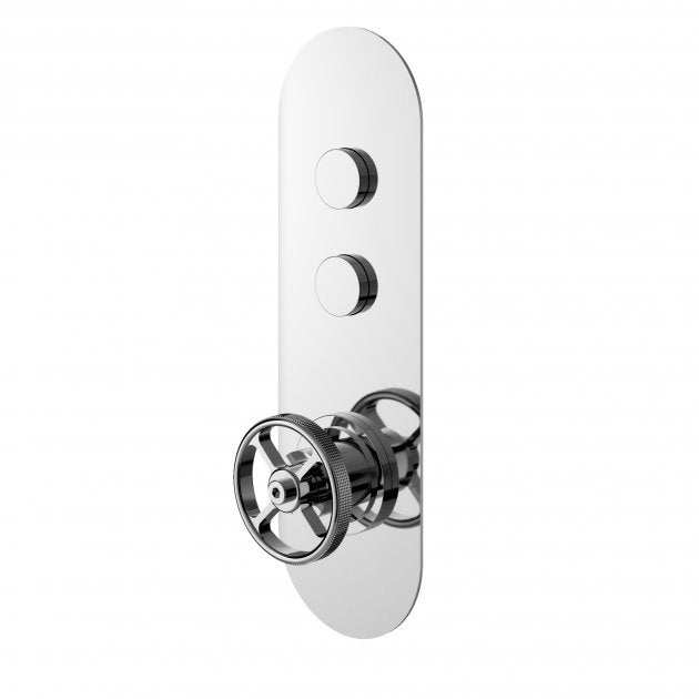 Hudson Reed Industrial dual outlet push button shower valve with chrome finish and modern design