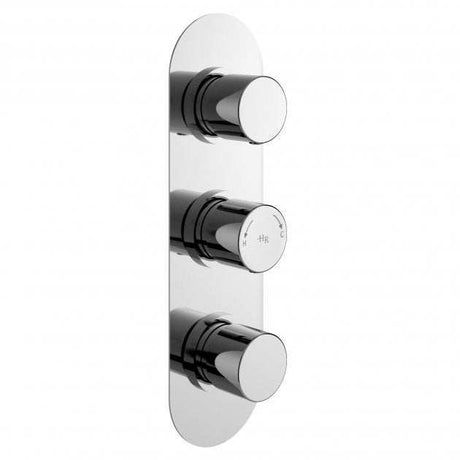 Hudson Reed Round triple handle concealed shower valve in chrome with sleek mirror finish and wall-mounted design