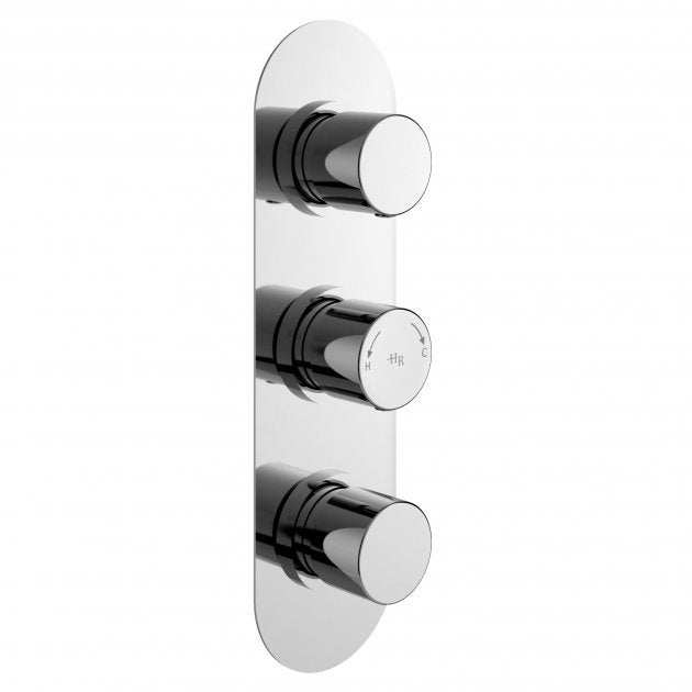 Hudson Reed Round triple handle concealed shower valve in chrome with sleek mirror finish and wall-mounted design