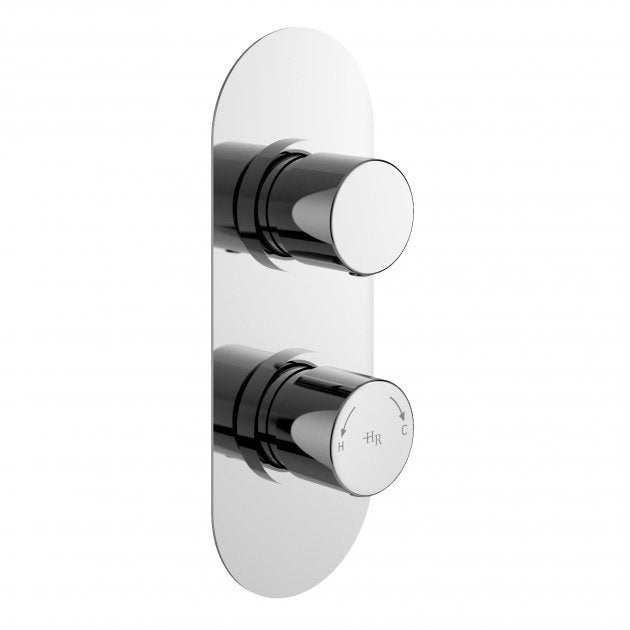 Hudson Reed Round Dual Handle concealed chrome shower valve with diverter and thermostatic control