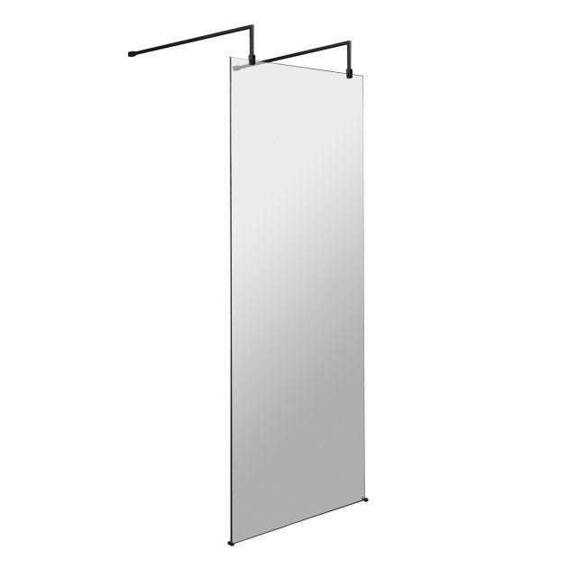 Hudson Reed 800mm wide 8mm glass wet room screen with support arms and feet for stability and modern bathroom design