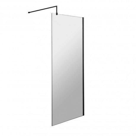 Hudson Reed Black Support Bar Wet Room Screen 800mm Wide - 8mm Glass - Clear/Matt Black - WRSBP80
