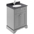Hudson Reed Old London storm grey floor standing vanity unit with black marble top basin and storage cabinet