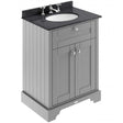 Hudson Reed Old London Traditional floor standing vanity unit in storm grey with black marble top basin and soft closing doors