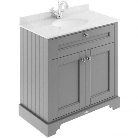 Hudson Reed Old London traditional floor standing vanity unit with grey marble top basin and storm grey finish
