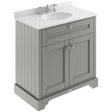 Hudson Reed Old London traditional floor standing vanity unit in storm grey with 3TH grey marble top basin and 800mm width