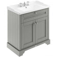 Hudson Reed Old London traditional floor standing vanity unit in storm grey with 800mm width and 3 tap hole basin