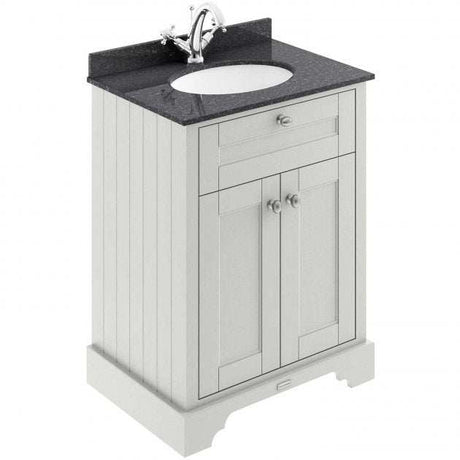 Hudson Reed Old London floor standing vanity unit with black marble top basin and timeless sand finish