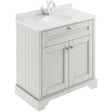 Hudson Reed Old London traditional floor standing vanity unit in timeless sand with 1TH white marble top basin, 800mm wide.