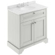 Hudson Reed Old London traditional floor standing vanity unit with white marble top basin and timeless sand finish, 800mm wide