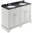 Hudson Reed Old London traditional floor standing vanity unit with double black marble top basin and timeless sand finish