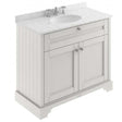 Old London Traditional Vanity Unit with grey marble top basin in timeless sand finish, 1000mm wide floor standing bathroom storage cabinet