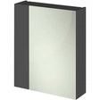 Hudson Reed Fusion modern bathroom mirror unit 600mm wide with gloss grey finish and storage compartments