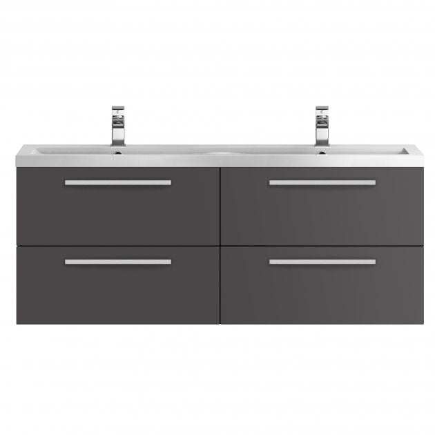 Hudson Reed Quartet Wall Mounted Double Vanity Unit with Basin 1440mm 