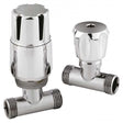 Hudson Reed Straight Thermostatic Bi-Directional Lockshield Radiator Valves Pair - Chrome - HT325