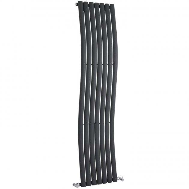 Hudson Reed Revive Wave Modern Designer Vertical Radiator 1785mm High x 413mm Wide - Anthracite - HLA95