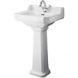 Hudson Reed Richmond 1 Tap Hole Basin with Full Pedestal 500mm Wide - 