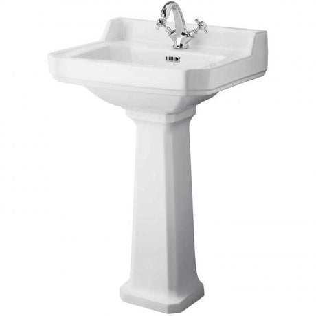 Hudson Reed Richmond  1 Tap Hole Basin with Full Pedestal 560mm Wide -