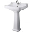 Hudson Reed Richmond 1 Tap Hole Basin with Full Pedestal 595mm Wide - 