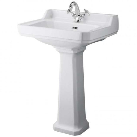 Hudson Reed Richmond 1 Tap Hole Basin with Full Pedestal 595mm Wide - 